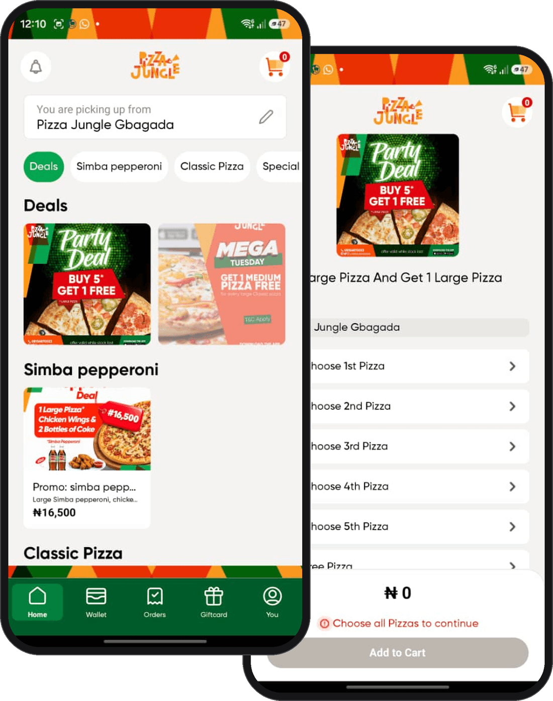 Pizza Jungle Ordering App